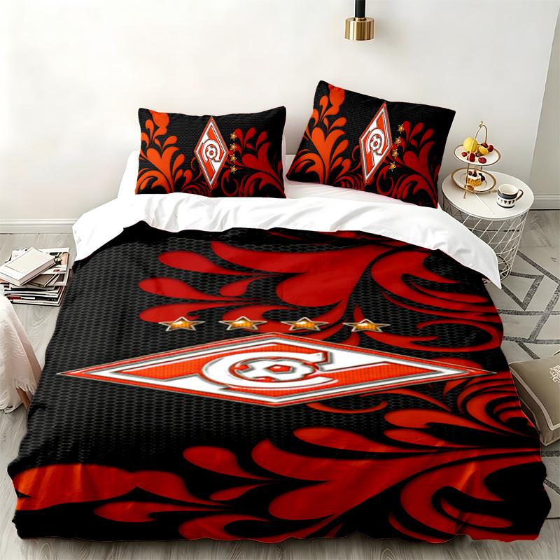 FC Spartak Moskau 3-teiliges Set Perfekt für das Schlafzimmer Bequemes Bettwäsche-Set enthält einen Bettbezug und zwei Kissenbezüge Ideales Geburtstags- oder Weihnachtsgeschenk