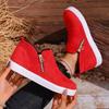 Women's Suede Flat Shoes Fashion Retro Round Toe Short Barrel Casual Side Zipper Thick Bottom Short Studded Boots for Women