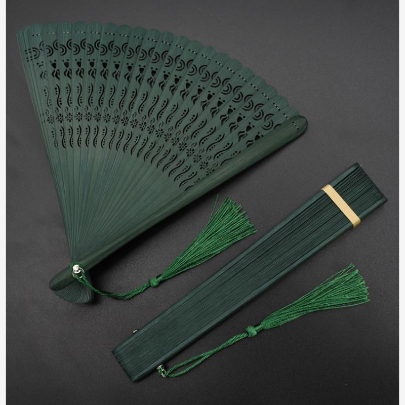 Folding Fan Antique Style Mini Chinese Style Full Bamboo Fan Summer Hanfu Classical Dance Cheongsam Men And Women Gifts Group Fan Black
