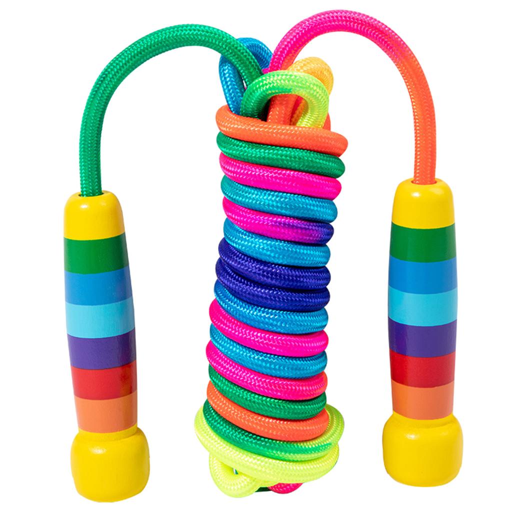 Adjustable Skipping Rope with Wood Handle and Woven for Girls and Boys, Skipping Rope Exercise Fat Burnings Gym Training