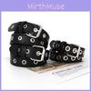 Pu Leather Metal Loop Belt For Women With Punk Hollow Design For Casual Or Office Wear