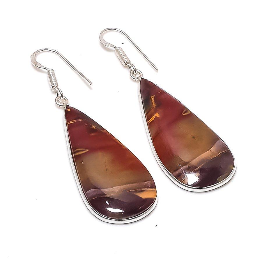 Natural Mookaite Gemstone 925 Sterling Silver Jewelry Earring 2.25  AE-12296