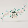 Elegant Green Crystal Leaf Hair Comb Wedding Birthday Party Office Wear Handmade Luxury Accessory