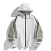 Mens Hooded Jacket Loose Fit Outdoor Casual Workwear Style Dual-Sided Long Sleeve Solid Color