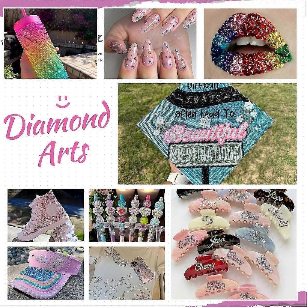 Rhinestones for Crafting 40 Colors 3mm Flatback Gems Set with Glue and Tools for Bedazzling Kit