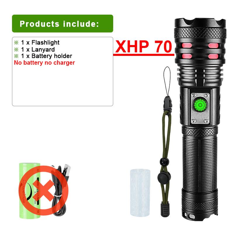 Large Aperture LED Flashlight High Power Rechargeable Torch Outdoor Waterproof Work Emergency Tactical Flashlights Hunting Light