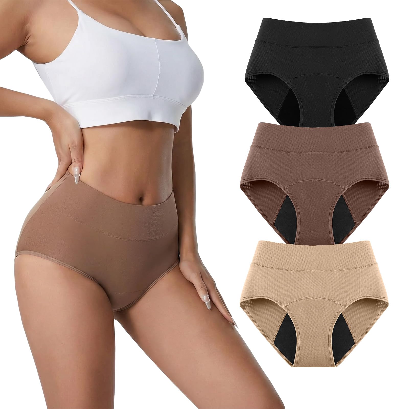 

Women s Color 3,layer Absorbent Menstrual Underwear With Breathable Holes And Leak Proof Menstrual Physiological Underwear 3PC M чорний