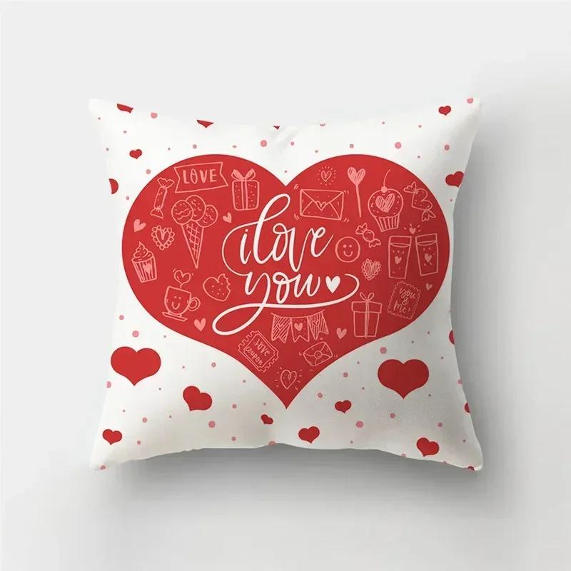 45*45cm Red Pink Heart Pillowcase Home Decor Seat Living Room Sofa Pillowcase Valentines Day Love Cushion Cover