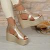 Plus-size platform high-heeled sandals for women, new summer style, wedge heel, peep toe, back zipper Roman sandals