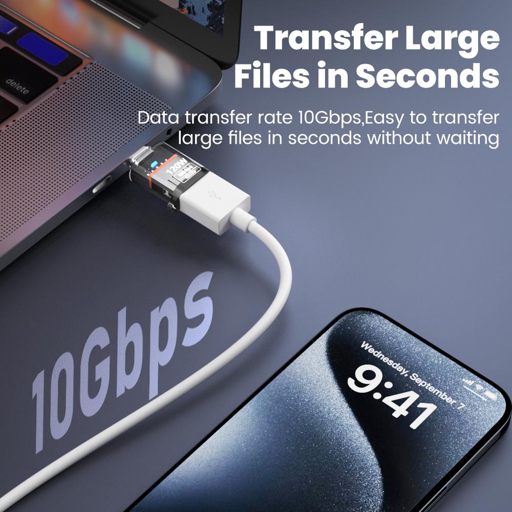Type C Adapter USB 3.2 To Type C Converter 120W 10GB High Speed Data Audio Transfer For iPhone For MacBook For iPad For Huawei