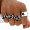 4pcs Irregular Design Geometric Open End Rings Punk Couple Rings  Hiphop Style