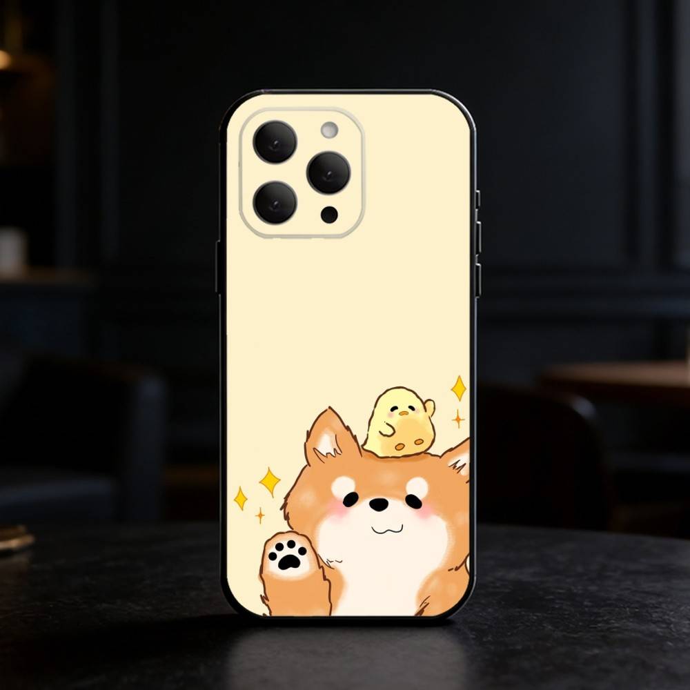 

Cute Shiba Inu Phone Case For iPhone 17,16,15,14,13,12,11 Plus,Pro,Max,Mini Silicone black Soft Cover iPhone17air