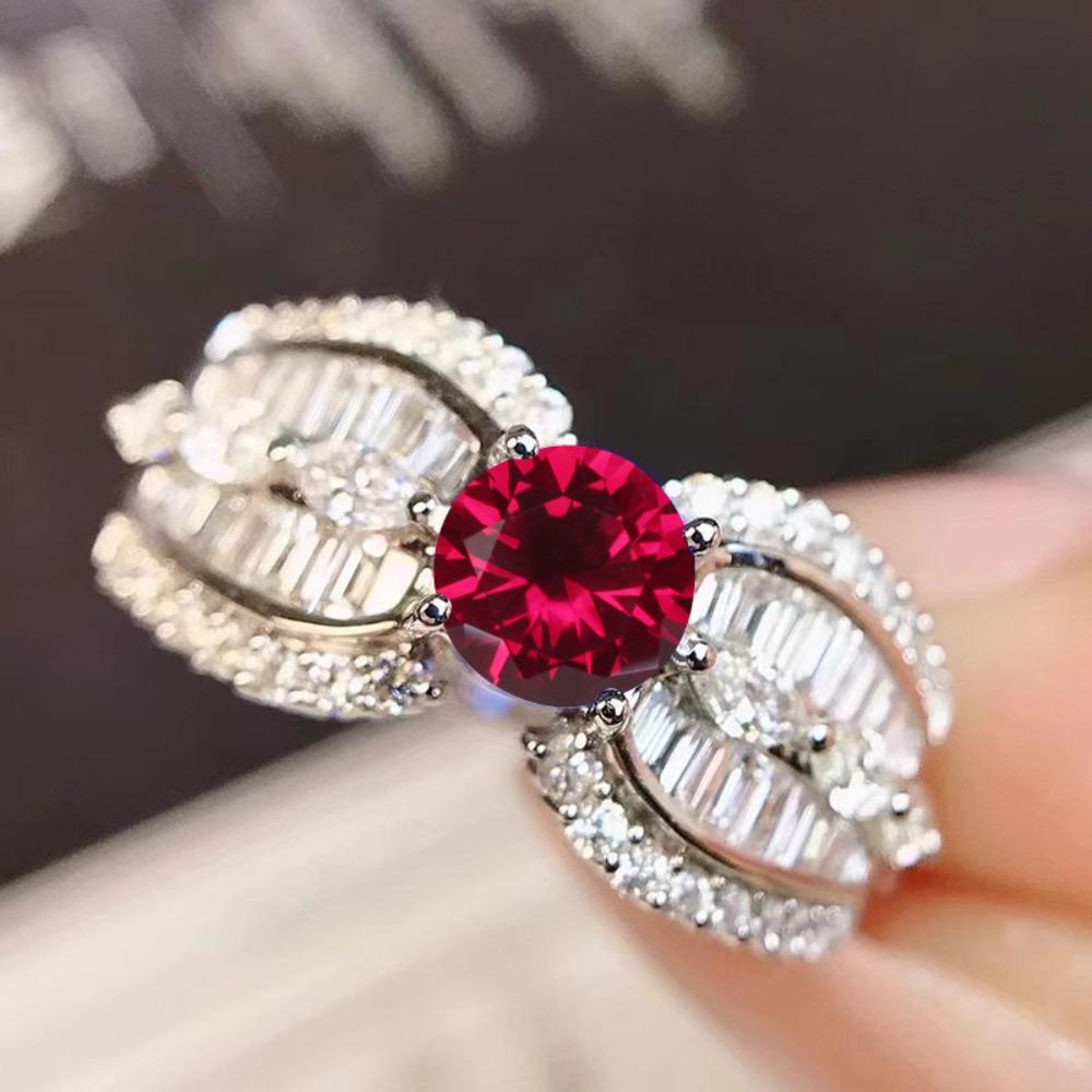 

Vintage Italian Court Open Ring Royal Blue Spinel Red Corundum High Carbon Diamond Emerald Elegant Women Jewelry Adjustable opening