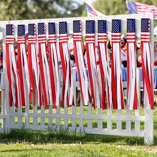 Amerikanische Flaggen-Windsock mit LED-Lichtern, große rot-weiß-blaue patriotische Windsocke für den 4. Juli, Memorial Day, Garten, Außenbereich