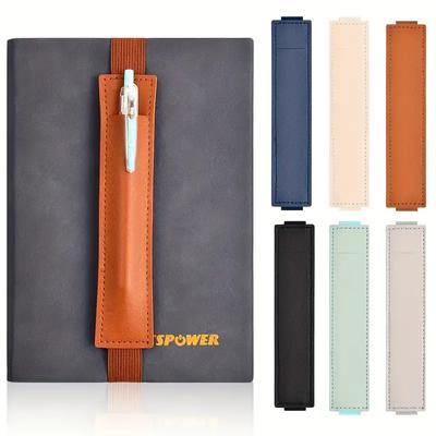 1pc Leather Adjustable Elastic Band Pen Holder, Pen Pouch For Planner, Pen Holder For Notebook, Notebook Pen Holder