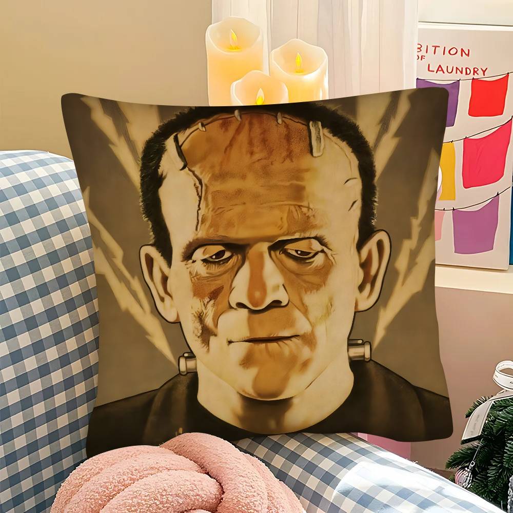 Horror Frankenstein Monsters Movie Character  Pillow Case Square Pillow Bedroom Sofa Leisure Car Living Room Home Decoration