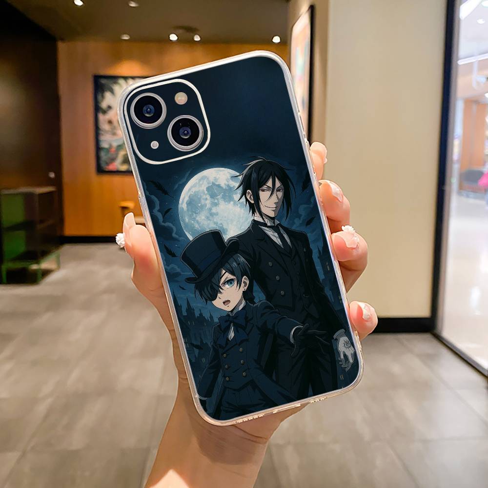 

Классическое аниме-B--Черный дворецкий Чехол для телефона для iPhone17,16,15,14,13,12,11, Pro Max, Plus Мягкий силиконовый прозрачный чехол iPhone13