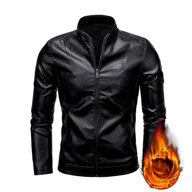 

Чоловіча осіння нова чоловіча мотоциклетна шкіряна куртка зі стійкою коміром. Випрана шкіряна куртка. Модна куртка. XL