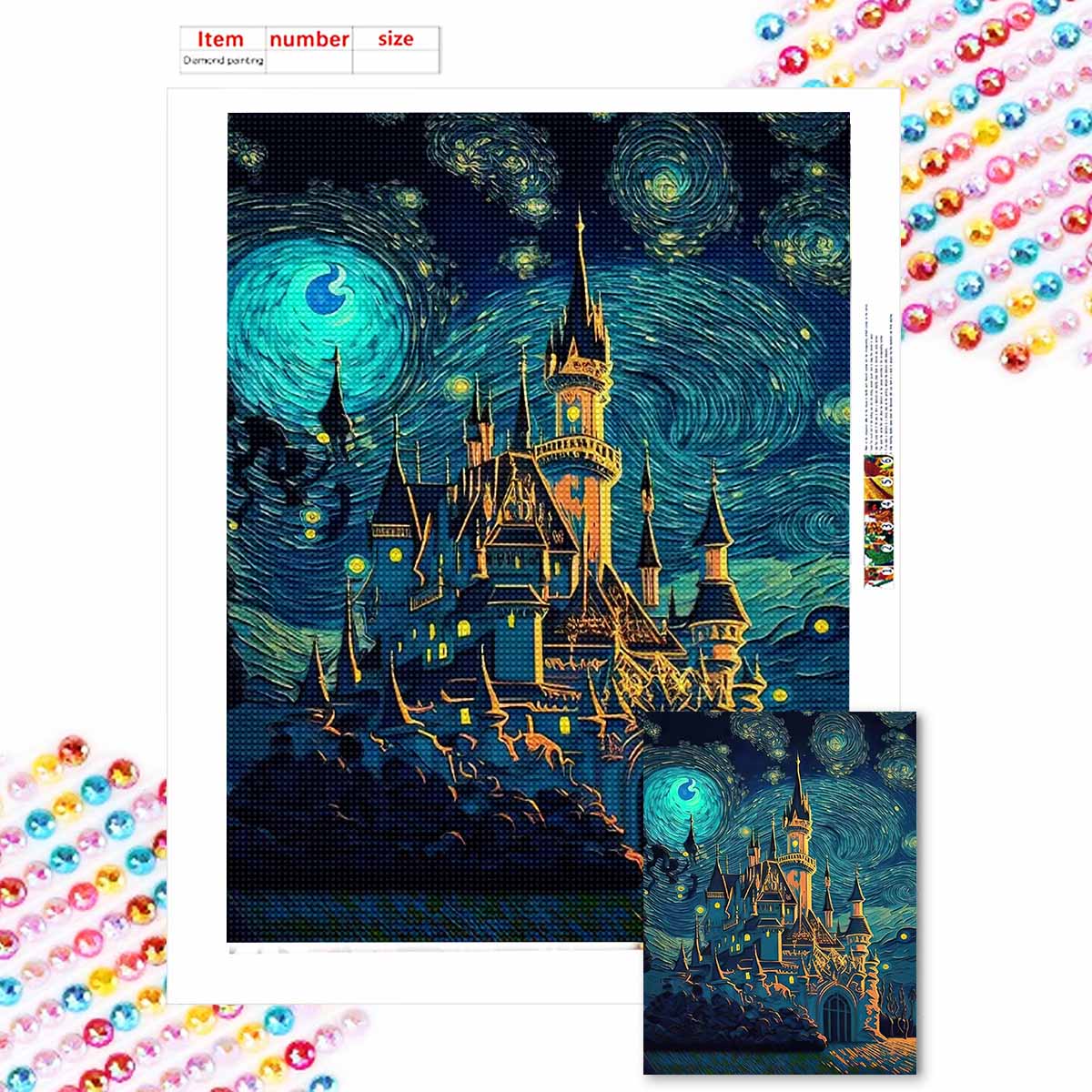 

Full Round Diamond Painting The Psychedelic Castle Art Rhinestone Picture Mosaic DIY 5D Cross Stitch Embroidery Home Decoration Round 20x30cm