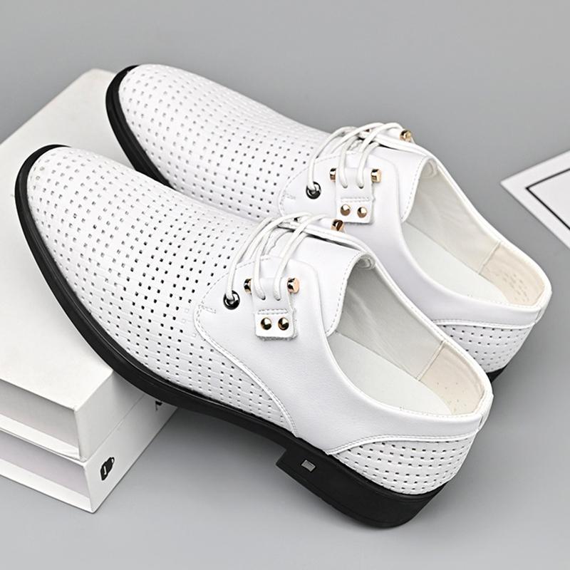 Gentleman Summer New Men's Black White Breathable Knit Pattern Oxford Shoes Designer Formal Wedding Dress Homecoming Footwear