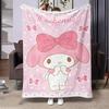 1pc Sanrio My Melody Pink Flannel Blanket 2D Print Soft Cozy Throw for Bedroom Living Room Camping All Season