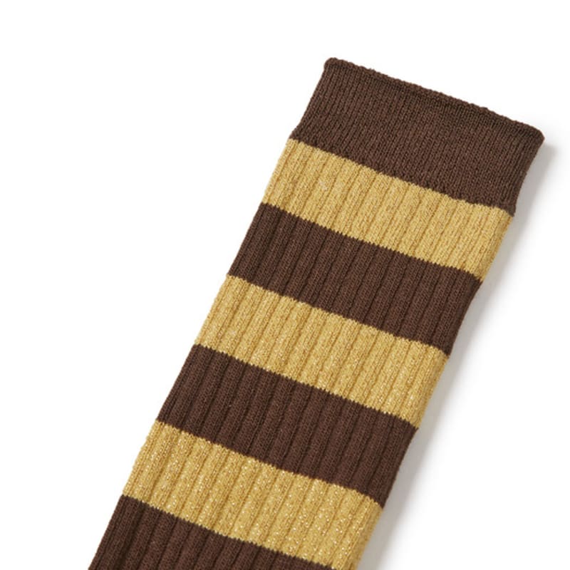 MARGESHERWOOD METAL STRIPE SOCKS_brown stripe