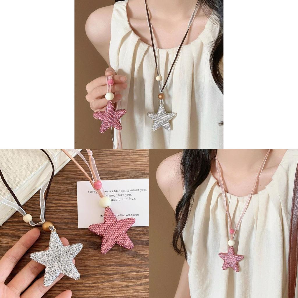 Geometric Star Pendant Necklace For Women With Sparkling Water Drilled Crystals For Daily Wear