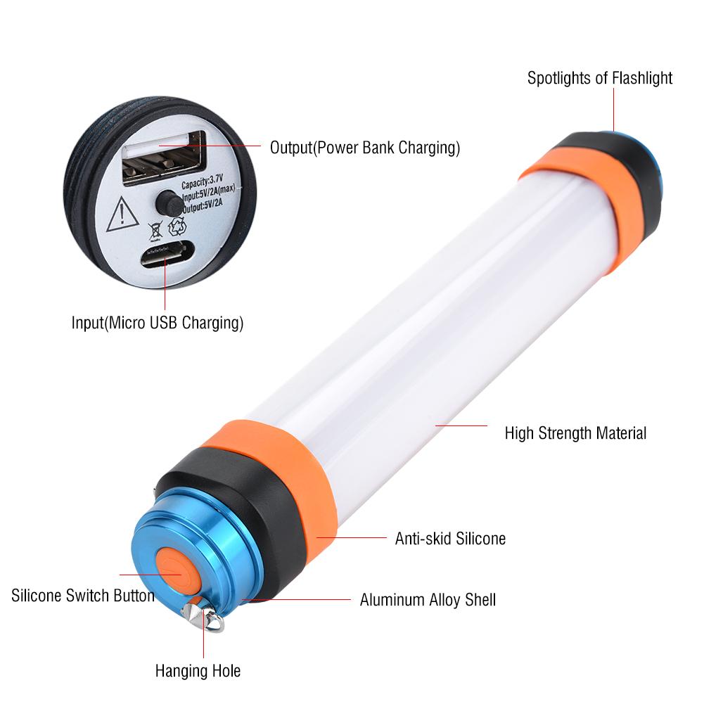 Multi Functional Camping Lantern LED Flashlight Lamp Light Emergency Phone Charger(T25)