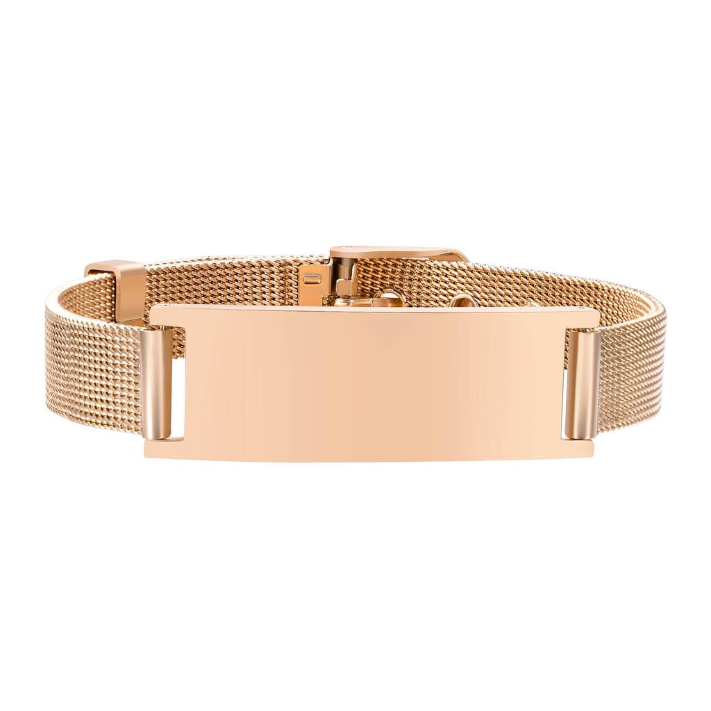 Free Personalized Medical Alert ID Bracelets for Men, Waterproof 10mm/16mm Wide Stainless Steel Mesh Band Wristband ICE Jewelry