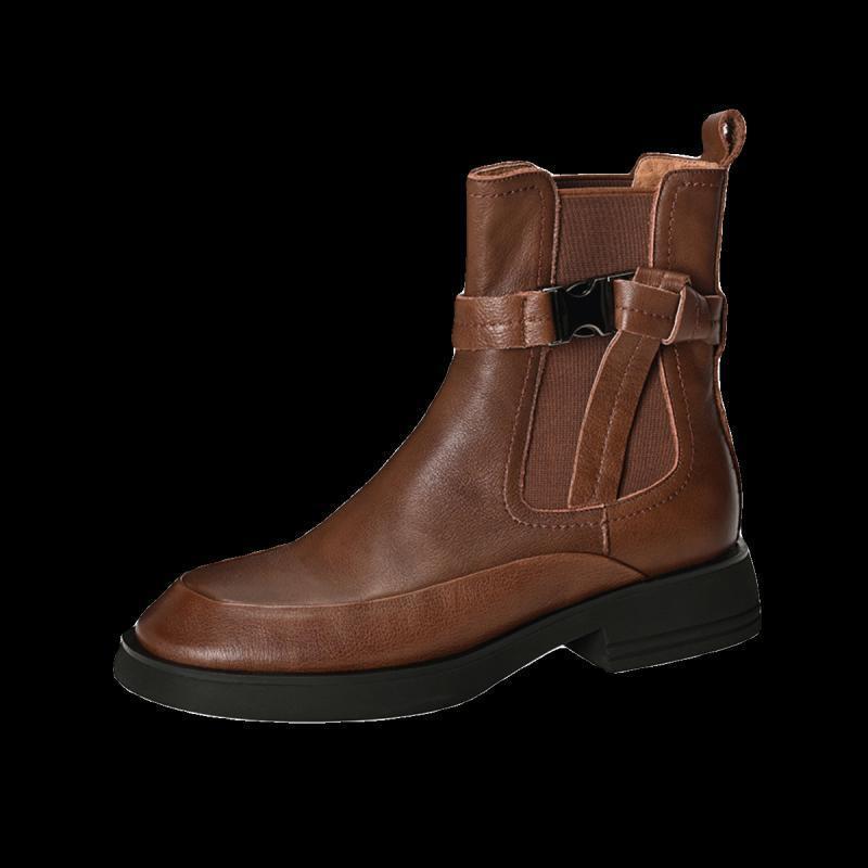 Dam Retro Chelsea Boots - Höst/Vinter 2025, Klack, Rund Tå, Elastisk Ankelkänga