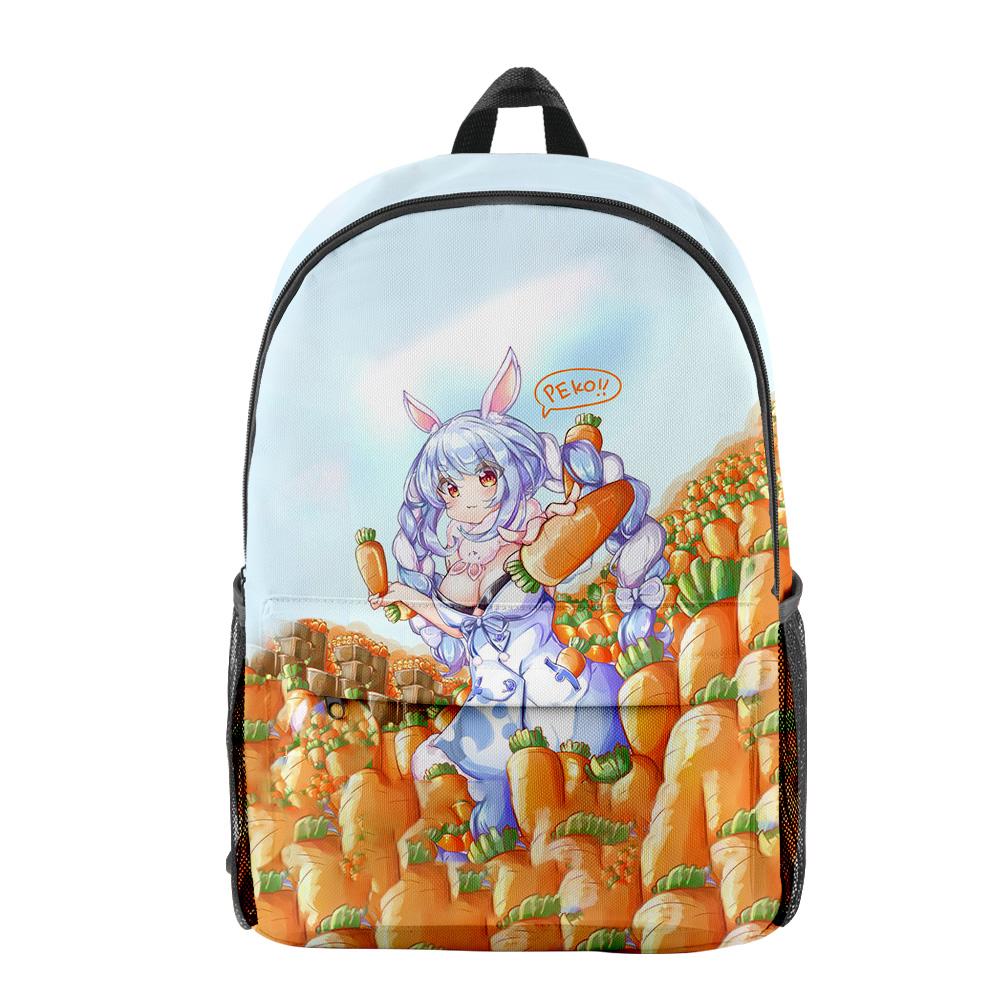 Classic HOLOLIVE VTuber Usada Pekora pupil Bookbag Notebook Backpacks 3D Print Oxford Waterproof Boys/Girls Travel Backpacks
