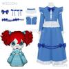 Gra Poppy Cos Playtime Czerwonowłosa Dziewczyna Kostium Cosplay Poppy Sukienka Kobiety Dziewczyny Niebieska Sukienka Pokojówki Lolita Halloweenowa Sukienka Imprezowa