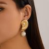 2Pcs Non-Tarnish Ocean Style Conch Earrings Simulated Pearl Geometry Shape for Women Anniversary Jewelry Gifts