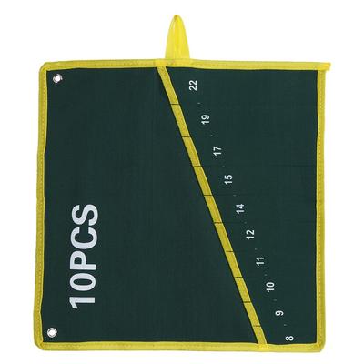 1 pz. Borsa porta attrezzi a rotolo in tela resistente, verde, 10 tasche