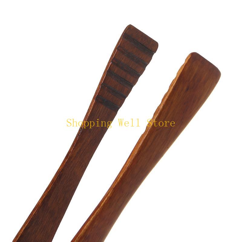 KX4B Natural Wooden Tongs Bacon Steak Pastry Clamp Bread Clip Kitchen Tool
