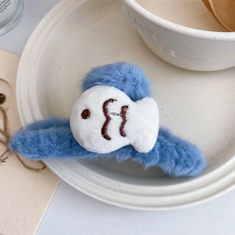 

новые плюшевые заколки для волос Sweet Blue Fish, модные большие когти, заколки для волос, аксессуары для волос для женщин, корейские головные уборы, подарки