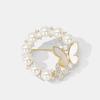 Trendy Pearl Butterfly Brooch for Women Men Fashion Rhinestone Insect Brooches Pins Jewelry Accessories Party Gifts