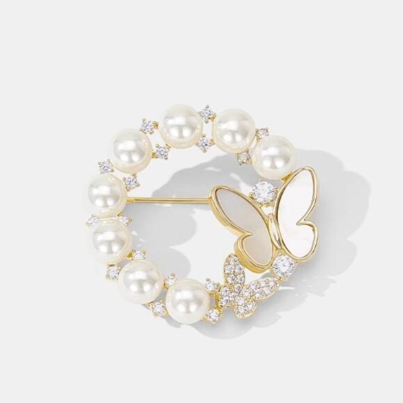 Trendy Pearl Butterfly Brooch for Women Men Fashion Rhinestone Insect Brooches Pins Jewelry Accessories Party Gifts