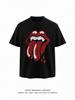 Sorona Coolcomfort Summer Mens Shortsleeved Tshirt With Rolling Stone Tongue American Retro Streetwear Loose Top