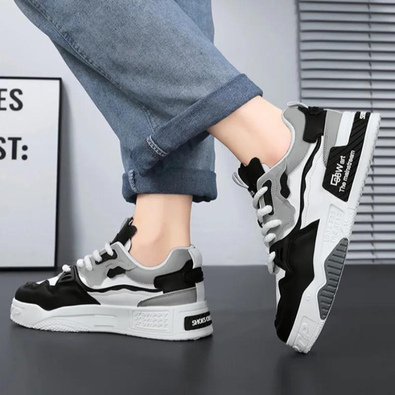 High Quality Brand Men Leather Casual Shoes Designer New Trend Versatile Sneakers Fashion Comfortable Soft-sole Walking Footwear