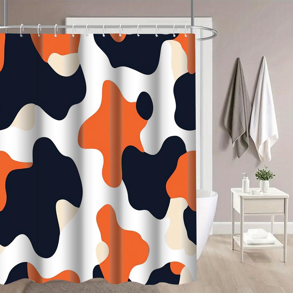 Fluid Abstract Shower Curtain 1Pc With 12 Hooks For Bathroom Home Decor Polyester 2D Flat Print 70.8X70.8 Inch