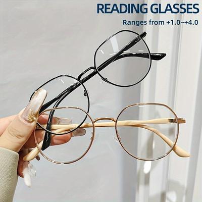 1/2 Piece Set Retro Round Frame Reading Glasses Full Frame Anti Blue Light Presbyopia Ultra Light HD Anti Fatigue
