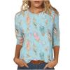 Women's T-shirt 3d Print Vintage Floral Print Casual Long Sleeve Round Neck Regular Tops Daily Print Pink, Spring and Autumn
