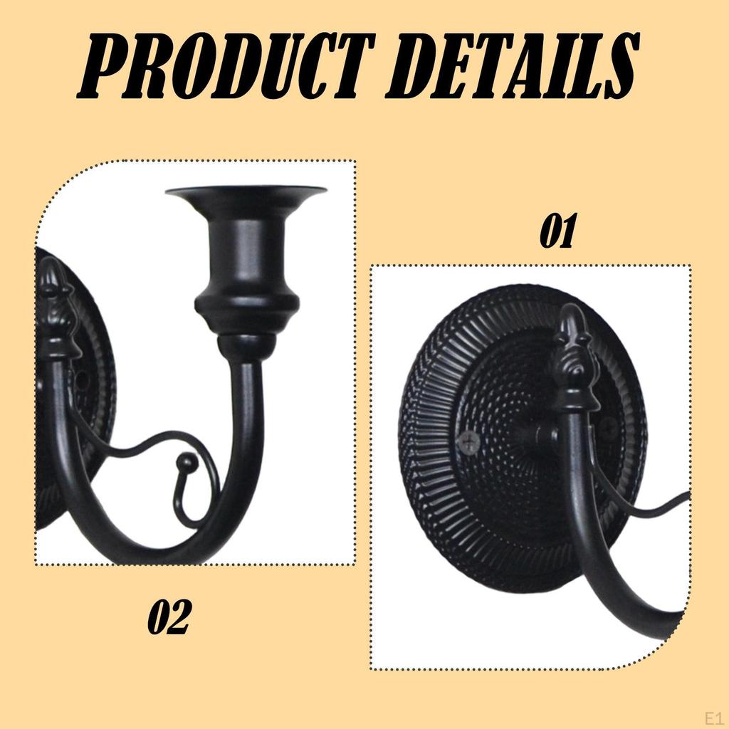 2 Metall-Kerzenhalter, Retro-Dekorative Wandleuchten für Flur, Hochzeiten, Wohnzimmer und