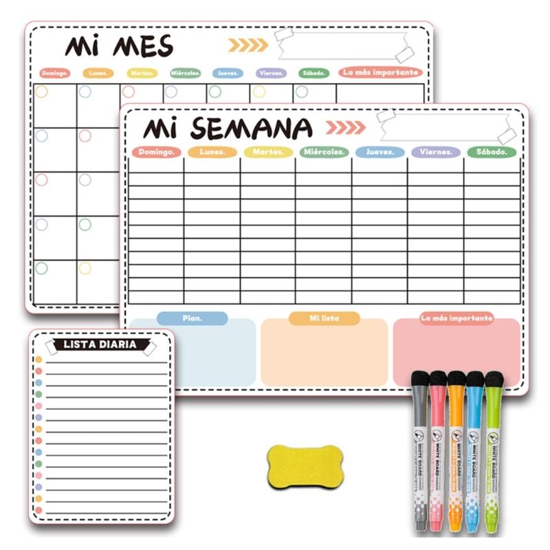 Магнитный календарь для холодильника Недельный Месячный Магнитный календарь Белая доска со стираемым маркером для списка покупок