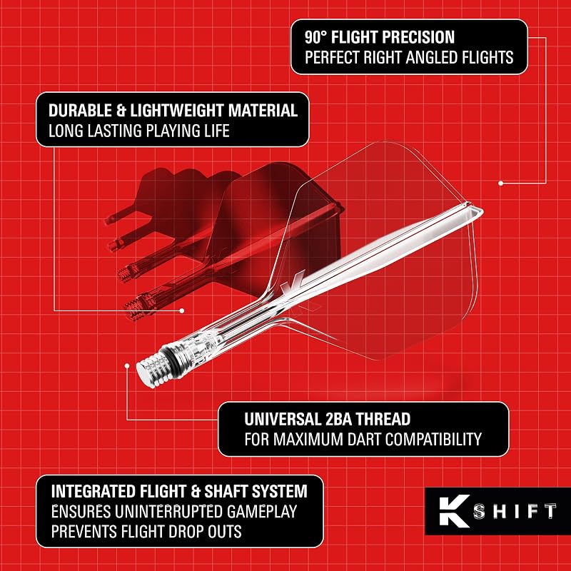 Target Darts K-SHIFT FLIGHT Flight & Shaft Integrated | K Shift Flight & Shaft System | Shift Spin Base | Professional Darts Accessory (NO6 Shape,