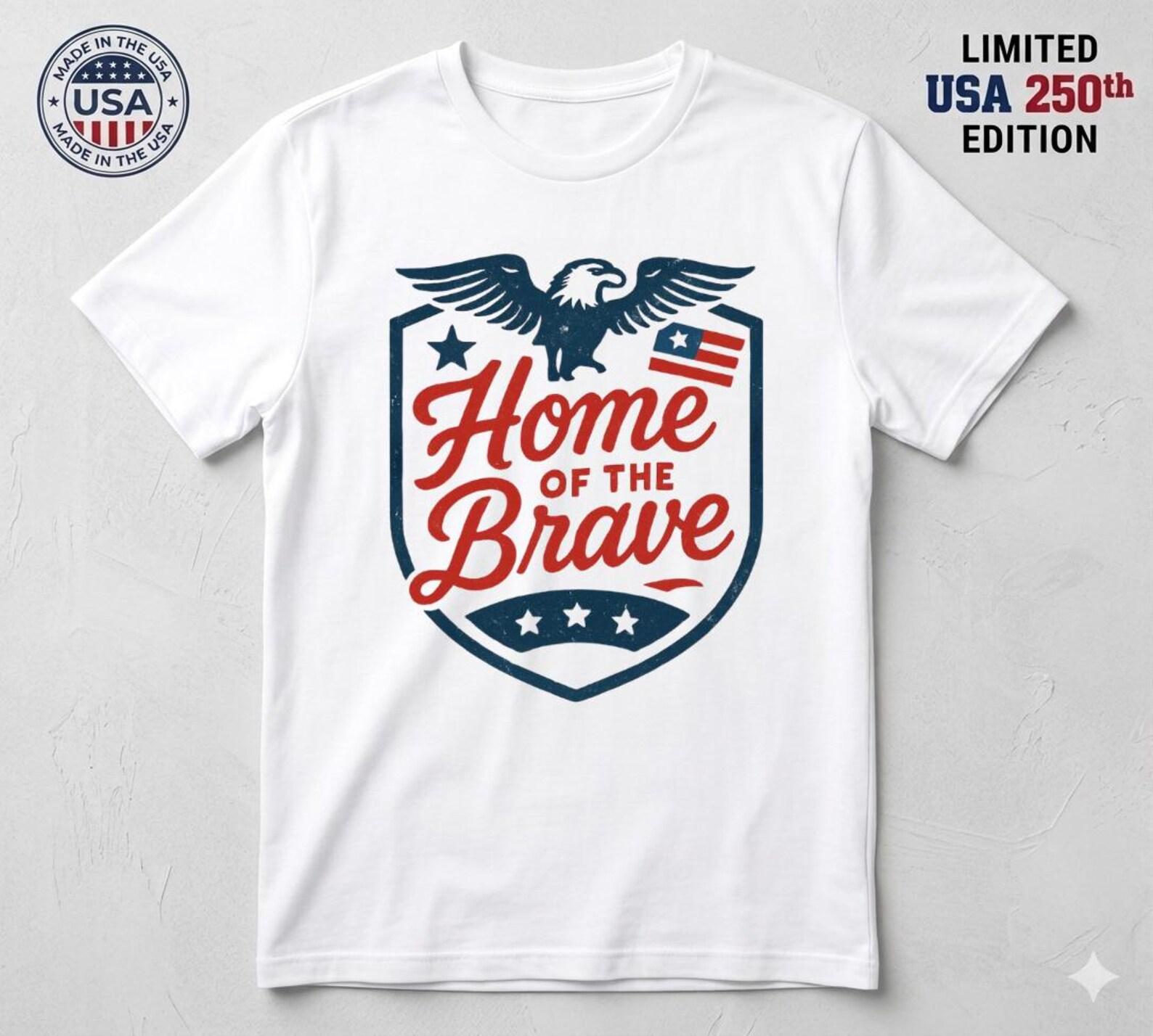Home of the Brave T-Shirt, USA 250th Anniversary Eagle Tee S