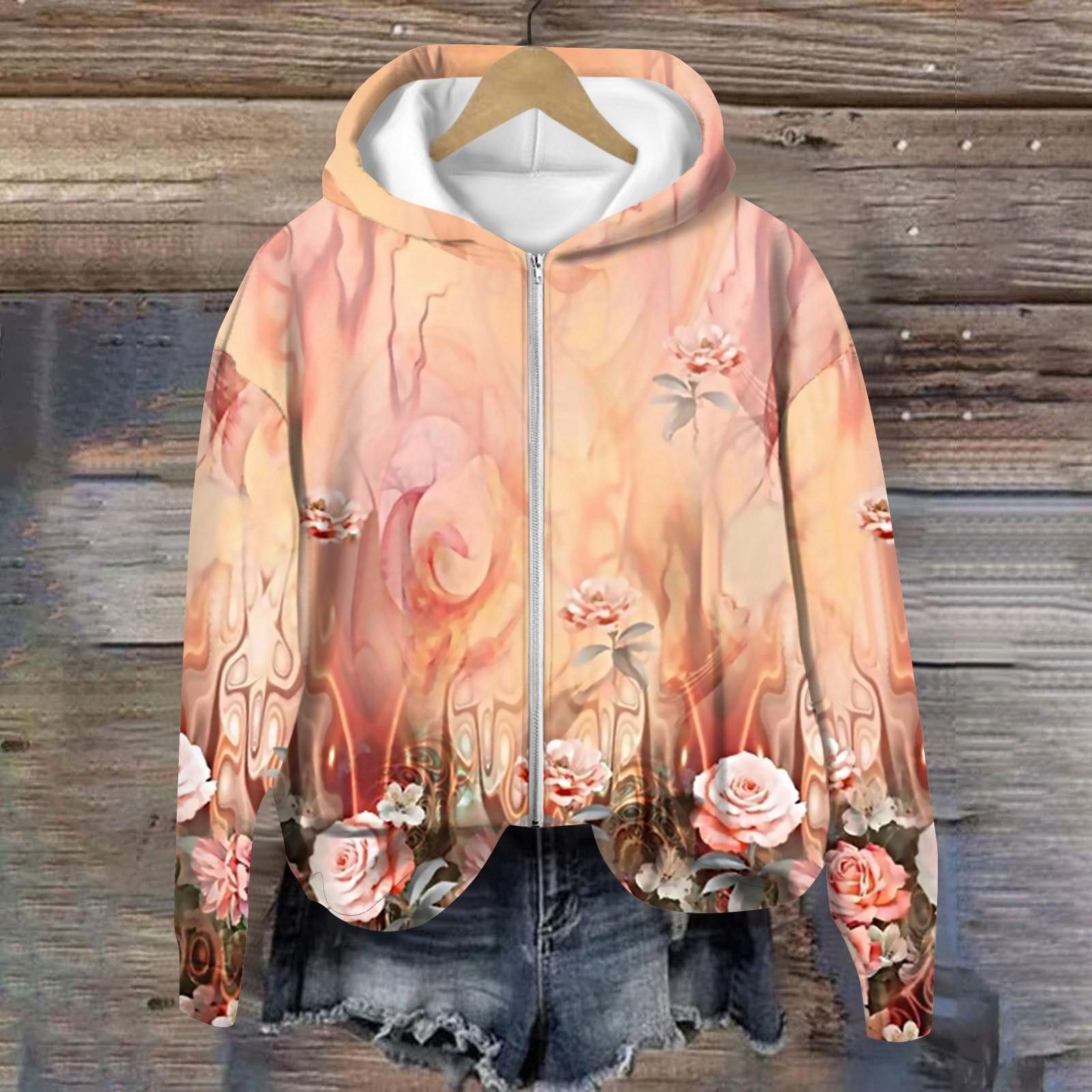 

Пальто для женщин с длинным рукавом на молнии с принтом Верхняя одежда повседневные куртки XXXL розовый