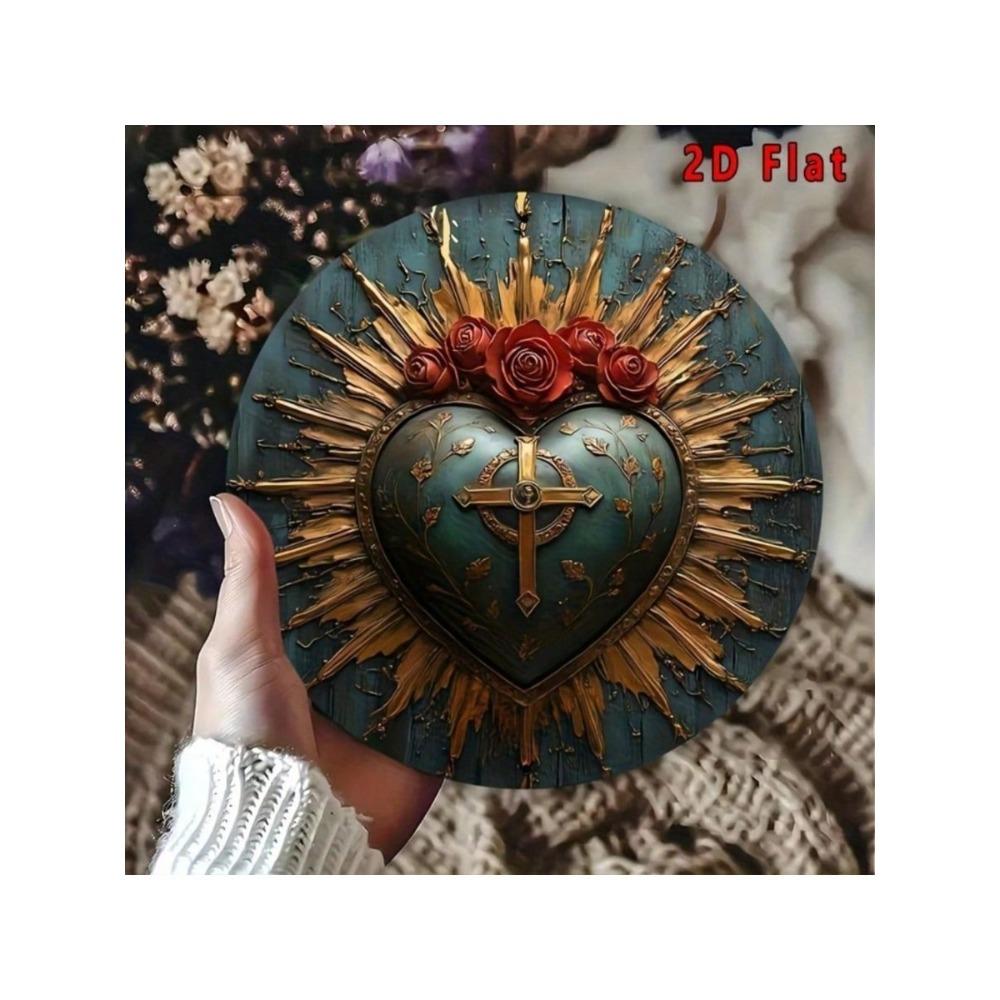 Vintage Metal Sign Wall Decor Roses Cross Cafe Bar Art Poster