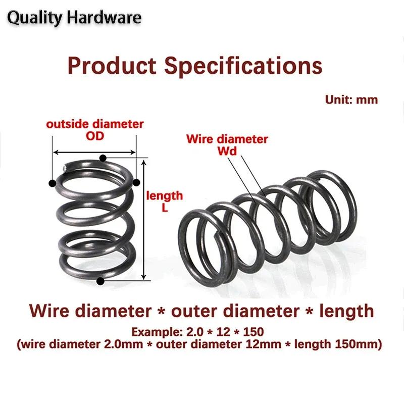 65Mn Drahtdurchmesser 1,5mm /2,0mm Lange Feder Druckfeder Länge 100mm 150mm 200mm 250mm 300mm 400mm 500mm